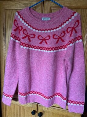 cupcakes & cashmere Pink Bow Yoke Crewneck Sweater